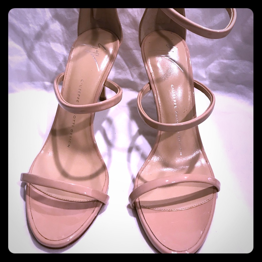 GZ nude patent strappy heels